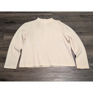 ST‎ JOHN Knit Mock Neck Long Sleeve Sweater Cream Size L